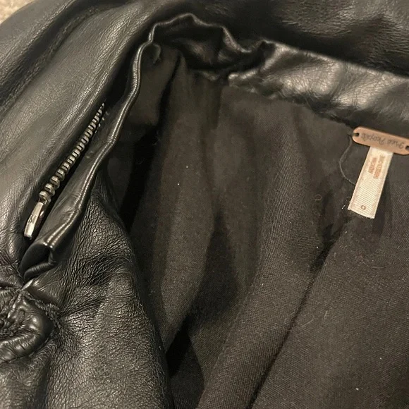 Free People Black Faux  Leather Moto Jacket sz 0 - Picture 8 of 8